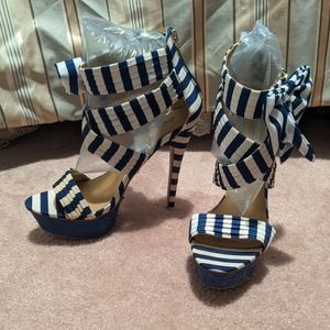 Blue and White Heels